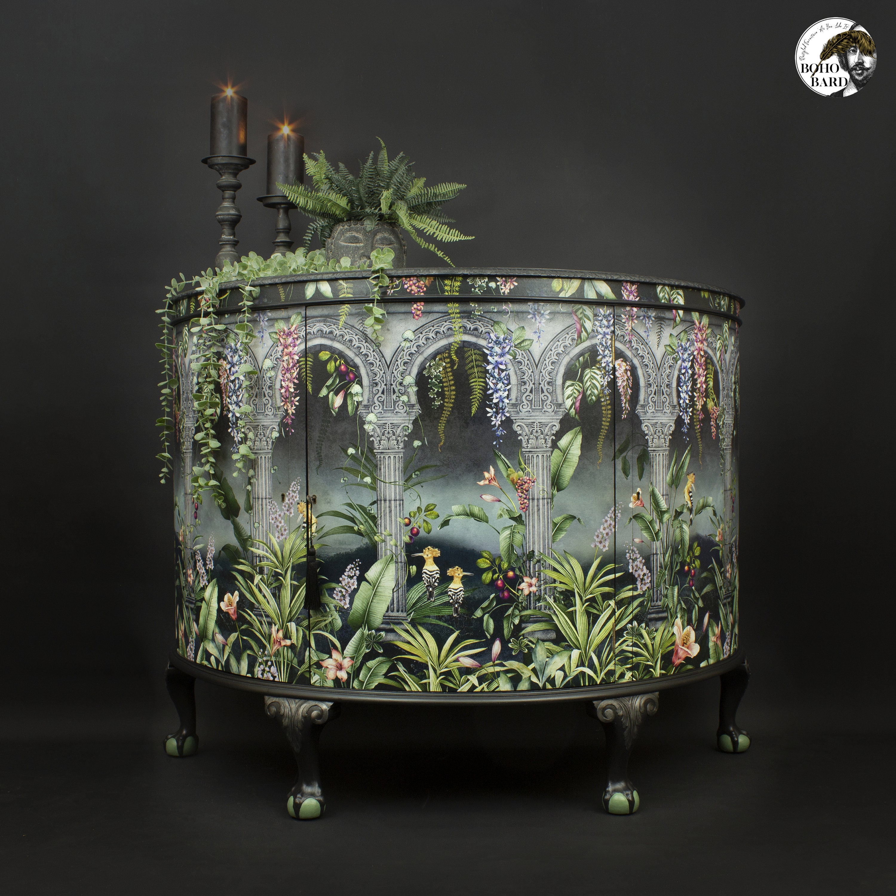 Demi Lune Gabinete Desacoplado en Mural Botánico por Avalana | Etsy