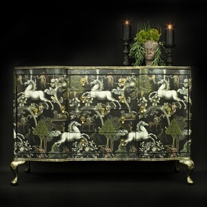 SOLD - Vintage Sideboard Decoupaged In Mythical Horse Design **SOLD** image 3