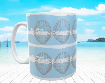 Shells and winter seaside colors hand painted coffee cup Shells and winter seaside colors hand painted coffee cup