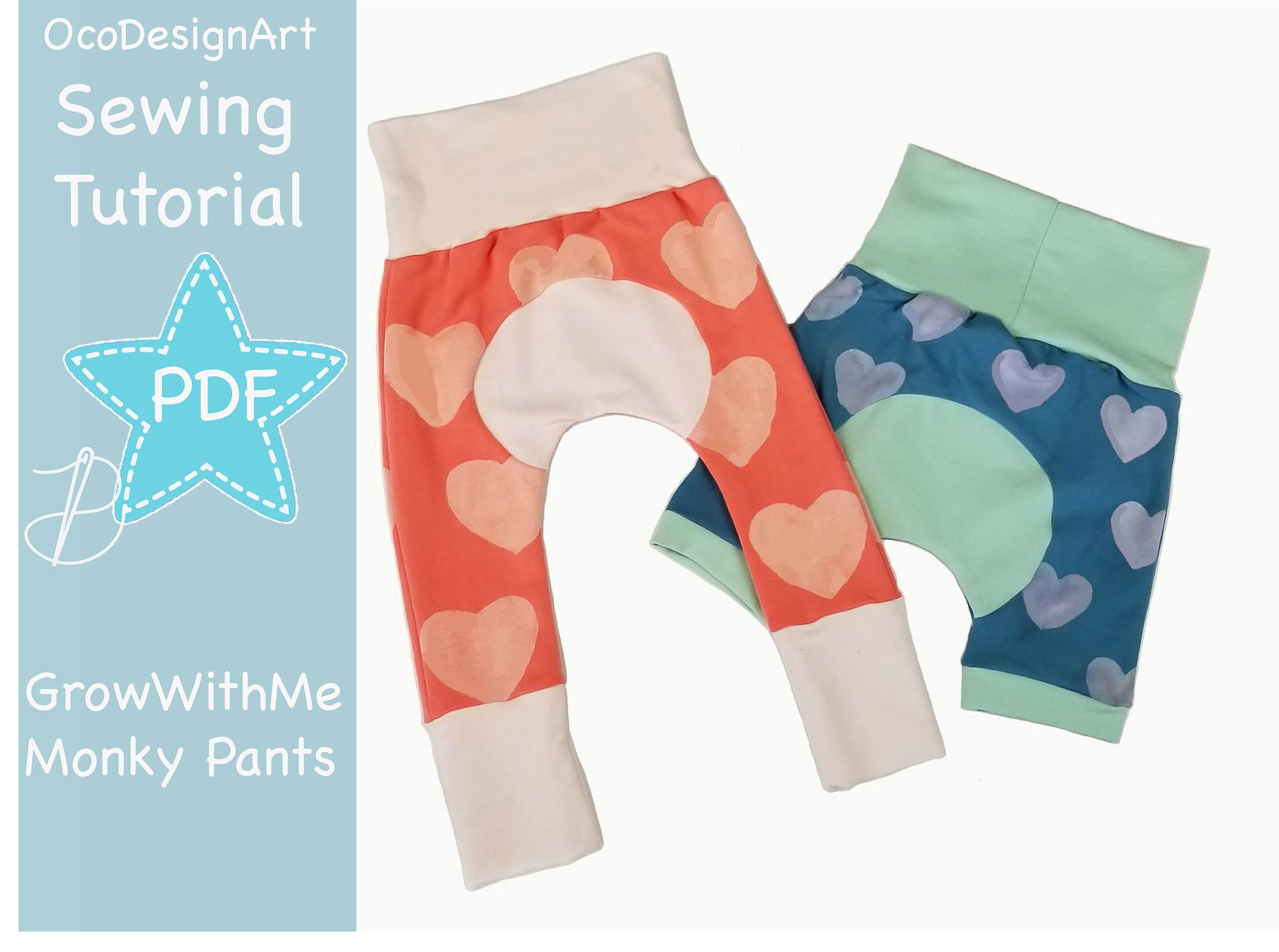 Grow with me Monkey pants Sewing Pattern PDF Sewing Etsy