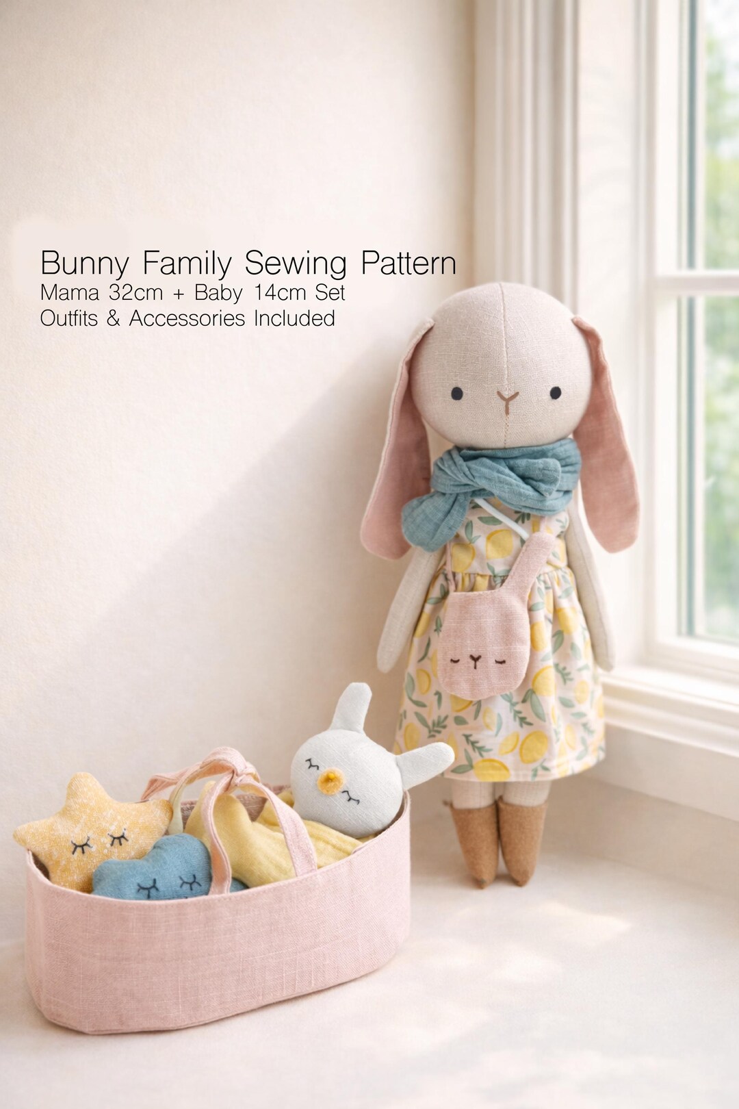 Bunny Sewing Pattern Bundle, Mama 32cm Baby 14cm Plush Dolls, Outfits ...