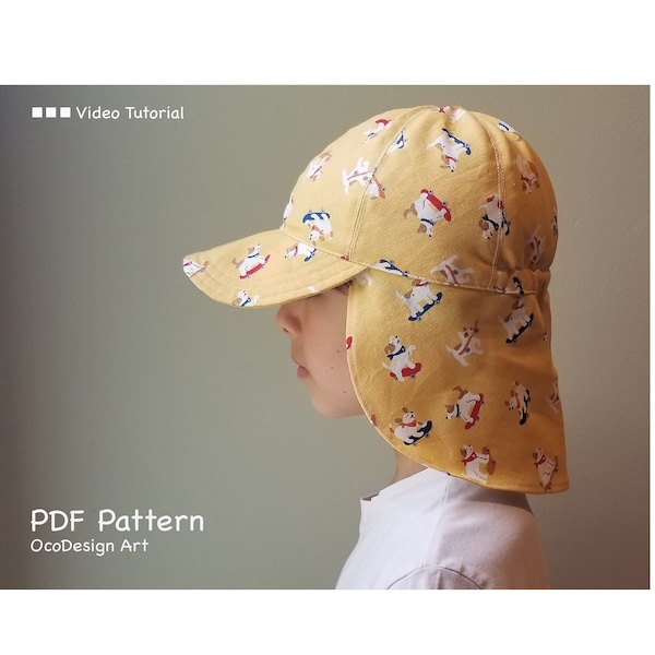 Sun hat with neck flap Sewing Pattern • PDF Sewing Pattern •hat pattern • Baby, Kid, Toddler, Infant, child, adult • size NB - Adult.