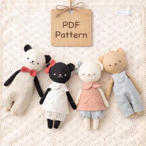 Teddy Bear Sewing Pattern | 4 Plush Bear Styles & Outfits (PDF Pattern)