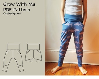 Grow with me Hugger Jogger Sewing Pattern • PDF Sewing Pattern • Baby, Kid, Toddler, Infant, Child • 2 lengths • size 3 months - 12 years.
