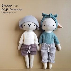 Sheep stuffed animal sewing pattern & tutorial,PDF download, Sheep doll sewing pattern, Stuffed animal sewing pattern, DIY soft toy.
