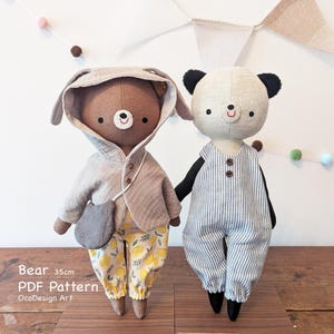 Bear stuffed animal sewing pattern & tutorial,PDF download, doll sewing pattern, Stuffed animal sewing pattern, DIY soft toy.