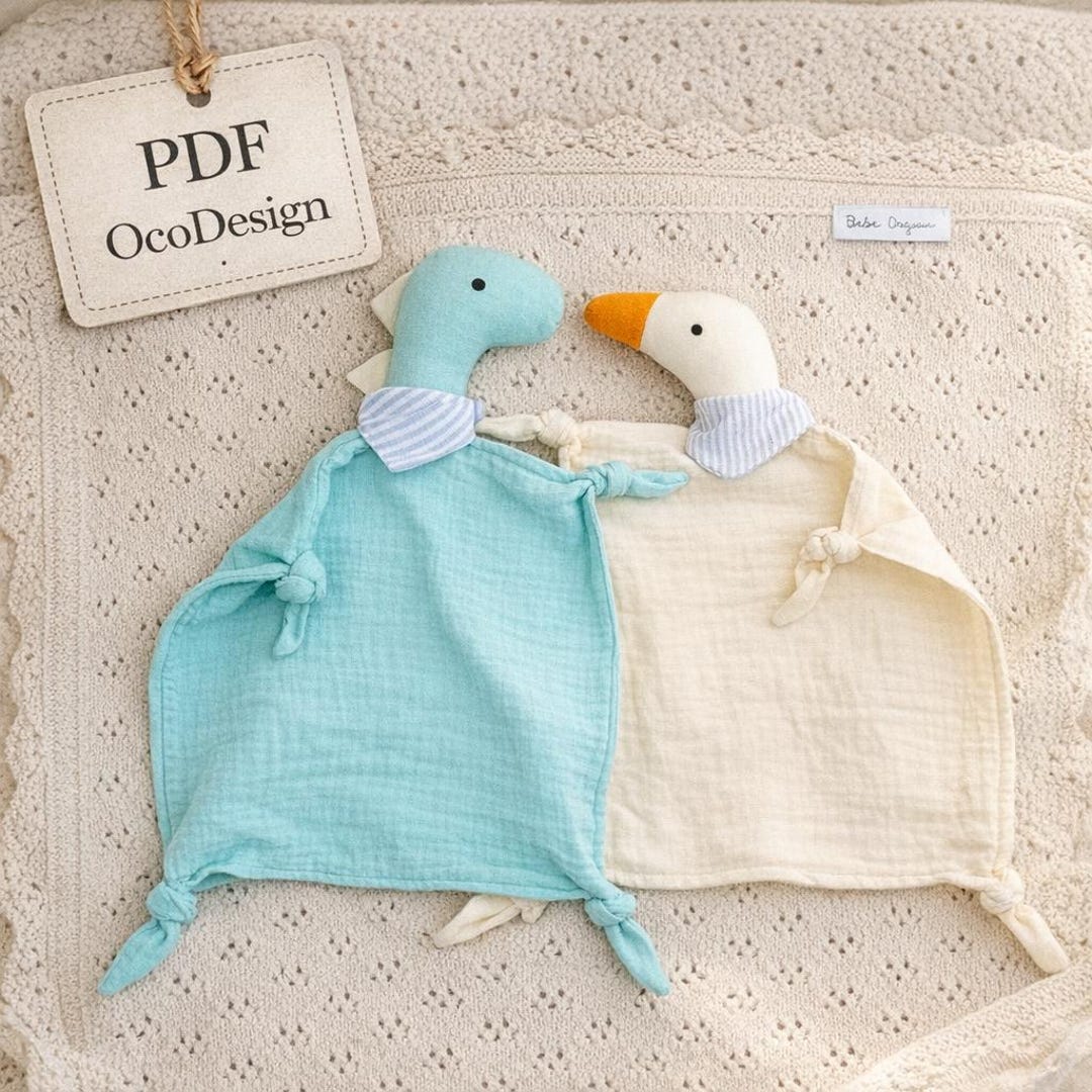 Baby Comforter Sewing Pattern, Bunny, Bear, Piggy, Dino, Duck (PDF ...