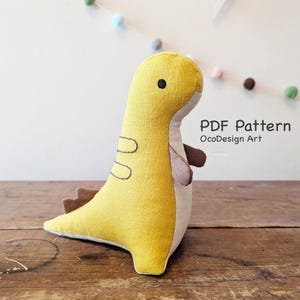 Dinosaur sewing pattern & tutorial,PDF download, T-rex, Tyrannosaurus rex, DIY soft toy. 2 sizes, Easy sewing, Sewing Dinosaur toy,