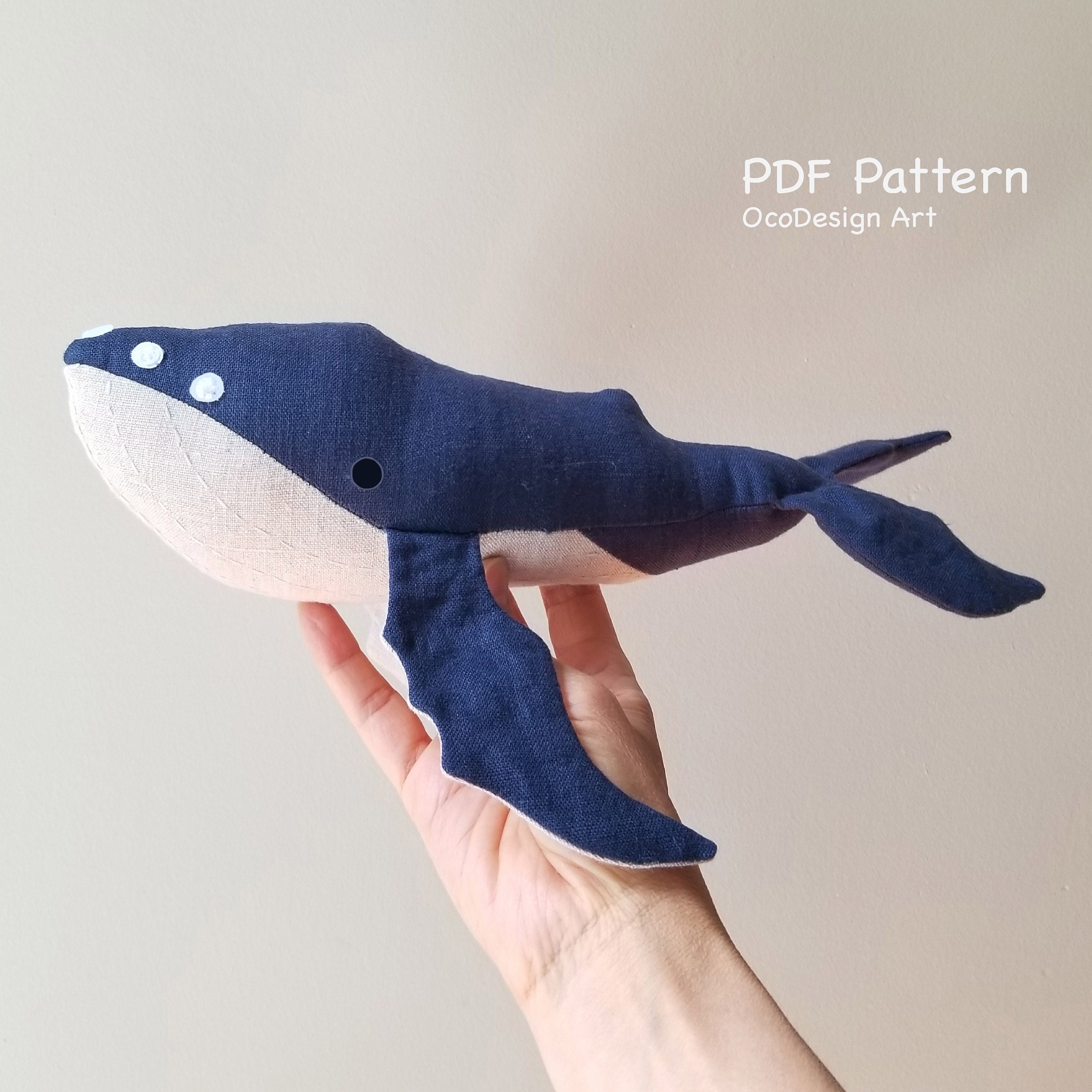 Humpback Whale Sewing Pattern Tutorial pdf Download DIY Soft Toy. 2 Sizes Easy Sewing Whale Tutorial Sewing Whale Toy Etsy
