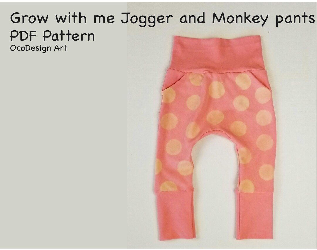 Grow With Me Jogger Pants and Monkey Pants PDF Sewing Pattern Kid