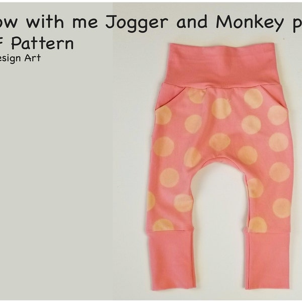 Grow with me Jogger Pants et Monkey Pants • Patron de couture PDF • Enfant, tout-petit, nourrisson, enfant • 2 longueurs • taille 3 mois - 6 ans