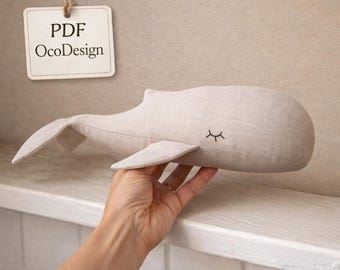 Sperm Whale Sewing Pattern, DIY Soft Toy (PDF Download)