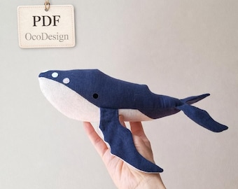 Humpback Whale Sewing Pattern & Tutorial, DIY Soft Toy (PDF Download)