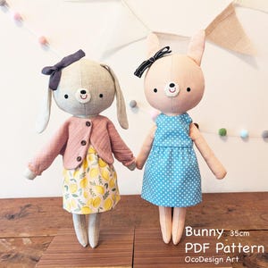 Hase Stofftier Schnittmuster Anleitung, PDF Download, Puppen schnittmuster, Kuscheltier Schnittmuster, DIY Stofftier nähen.