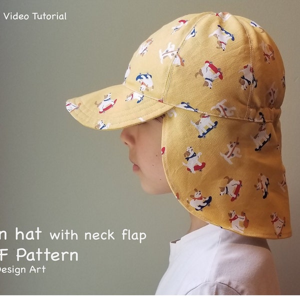 Sun hat with neck flap Sewing Pattern • PDF Sewing Pattern •hat pattern • Baby, Kid, Toddler, Infant, child, adult • size NB - Adult.