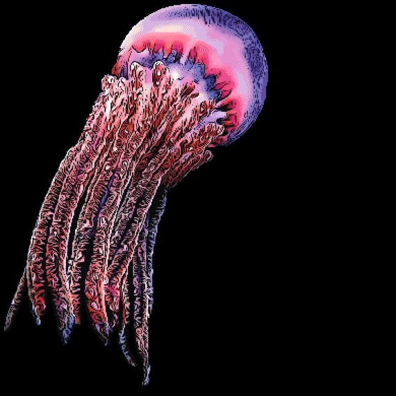 クラゲのフルカバークロスステッチパターン - Etsy 日本