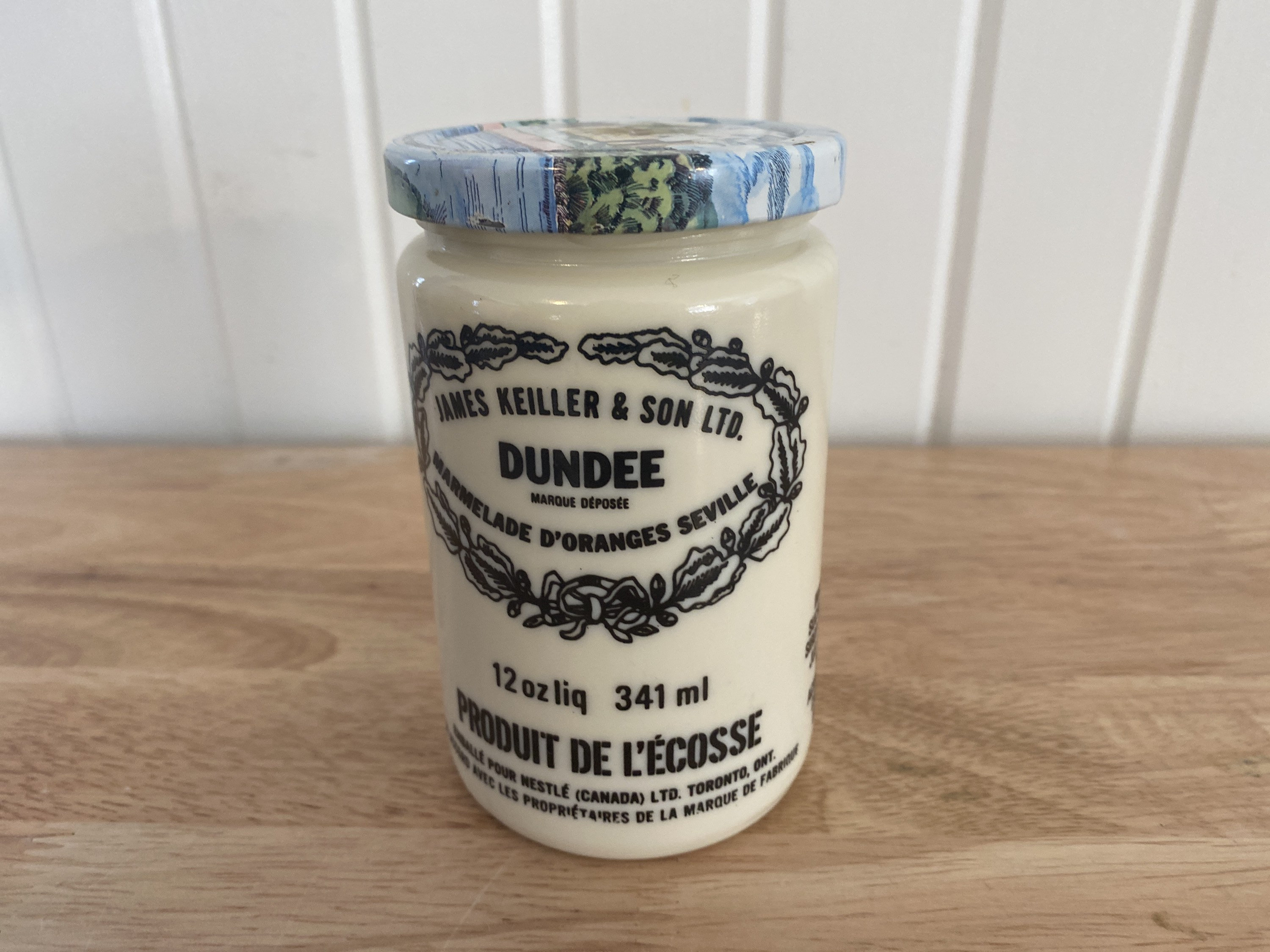 James Keiller Son, Dundee Marmalade, Vintage Milk Glass Jar With