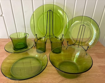 Duralex, green glass, pieces