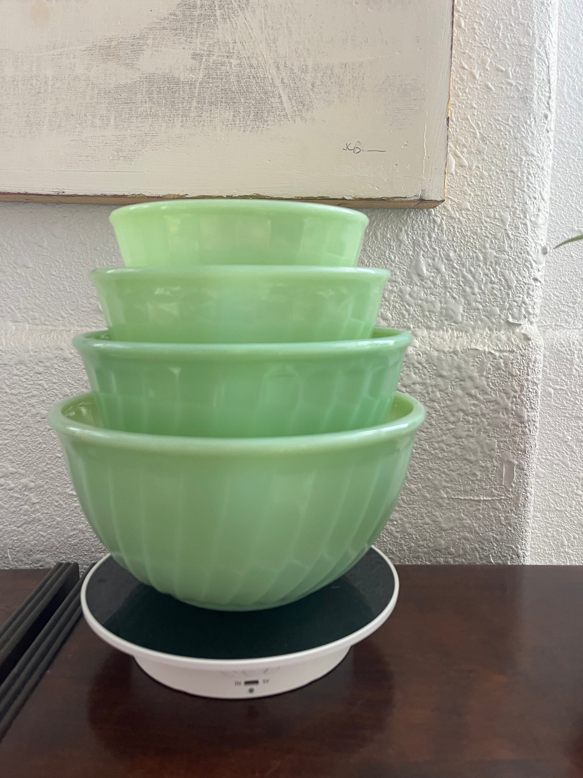 Fire King Jadite Swirl 4 Bowl Set - Etsy