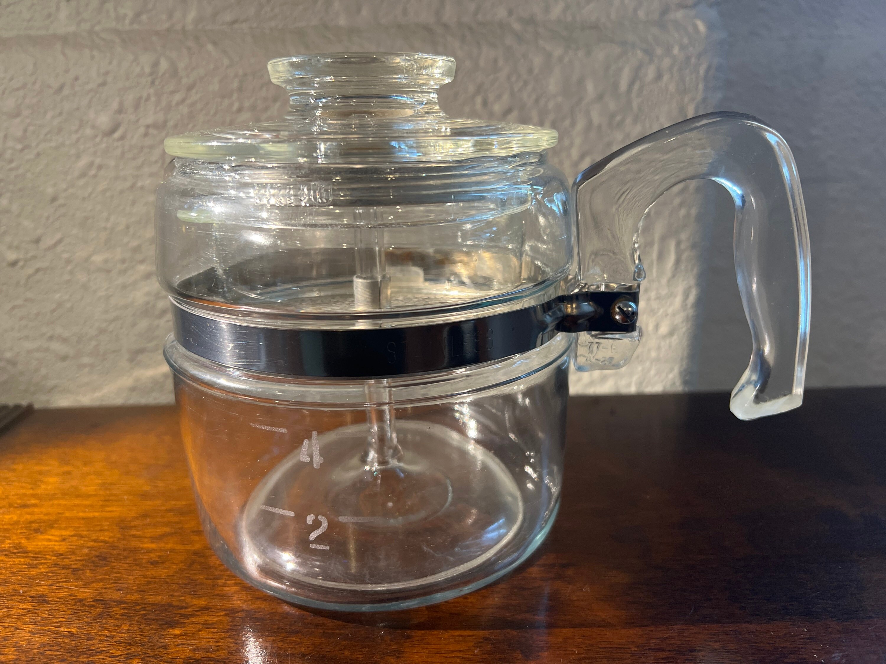 Vintage PYREX 7754 Flameware Glass Coffee Percolator Pot 2-4 Cup