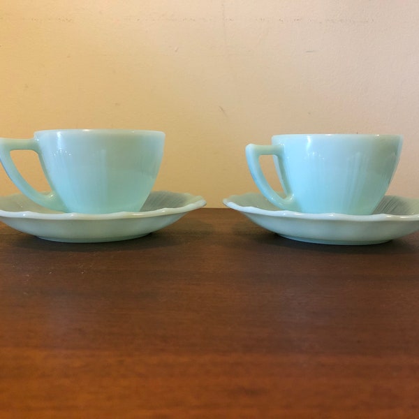 Pyrex, Robin Egg Blue, Turquoise, Teacup, Pair, Made in Canada