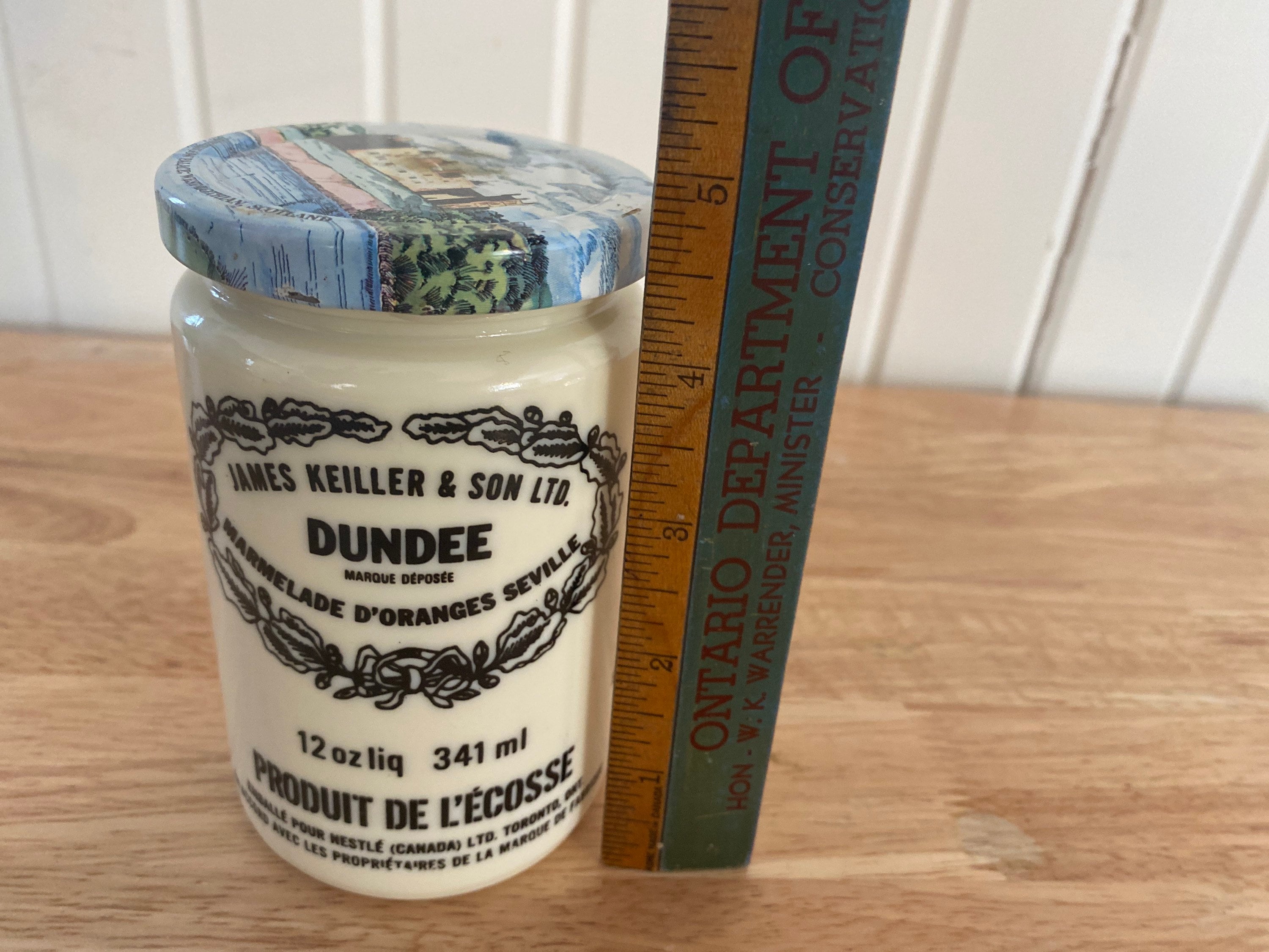 James Keiller Son, Dundee Marmalade, Vintage Milk Glass Jar With