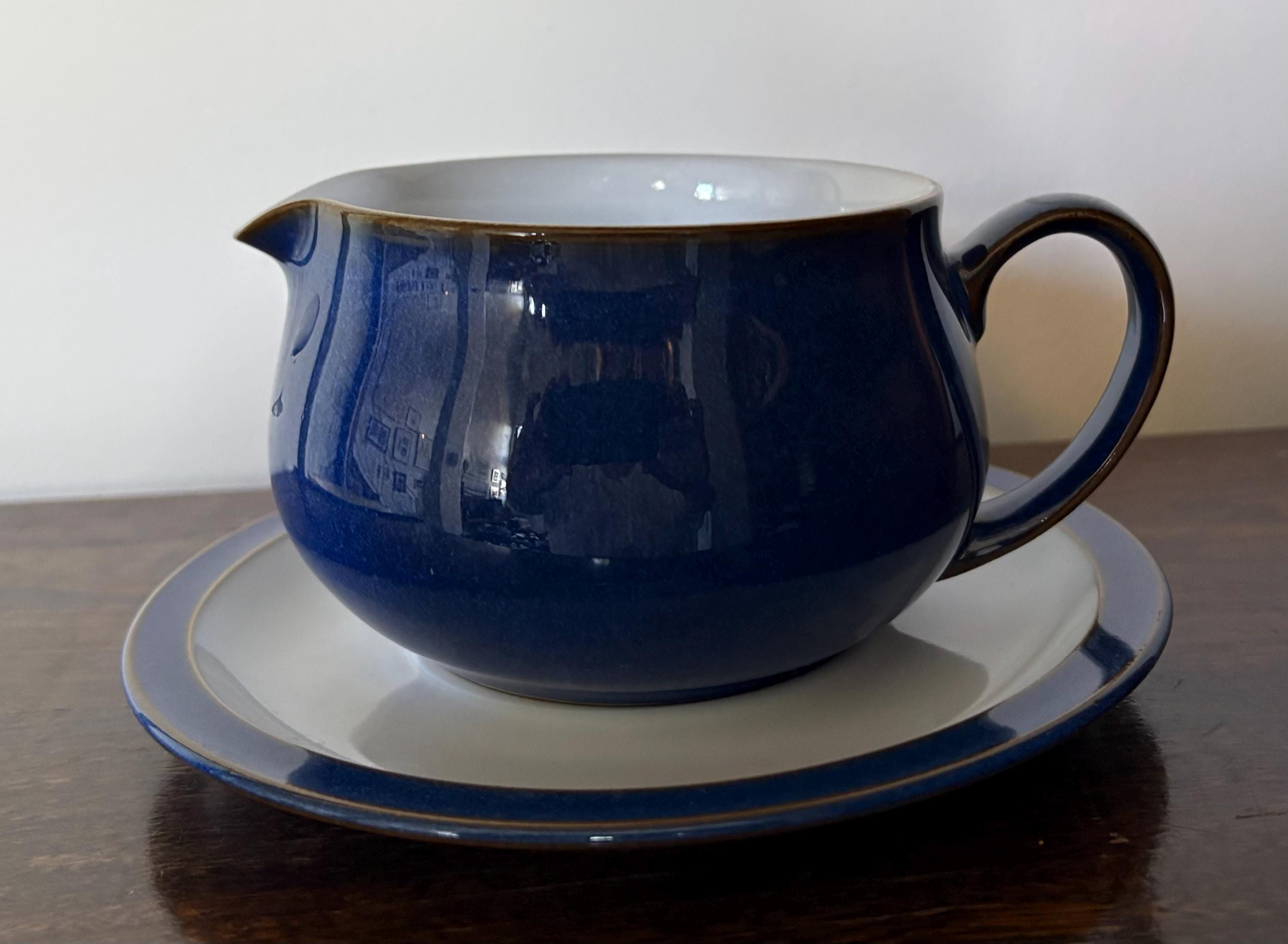 Denby, Imperial Blue, Gravy Boat & Stand (breakfast Saucer) - Etsy