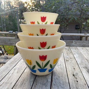 Fire King, Tulip, Splash-proof, Bowls, Set of 4 - Etsy