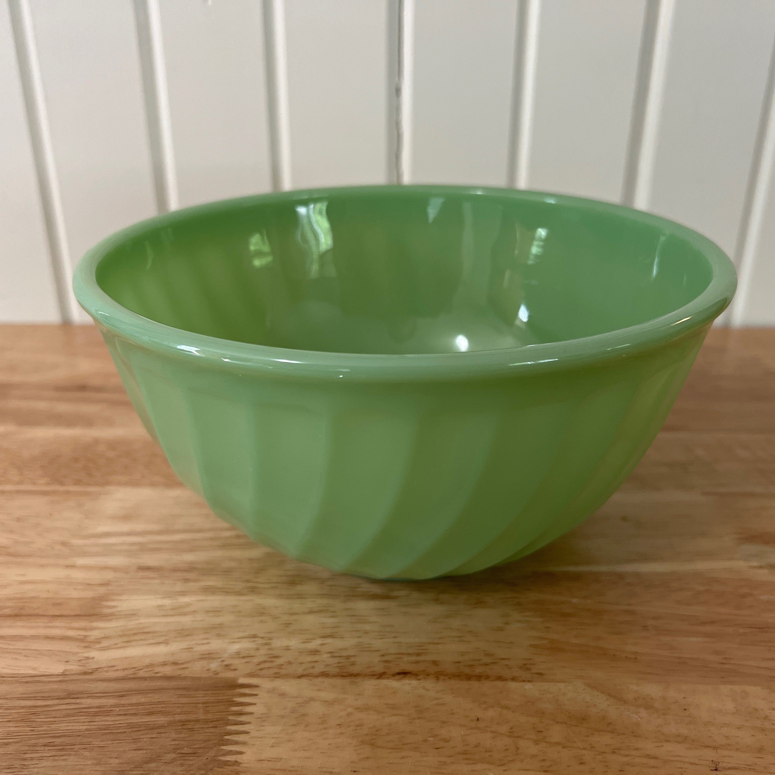 Fire King OvenWare Jadeite Glass Mixing Bowl Spout & Handle - Ruby Lane