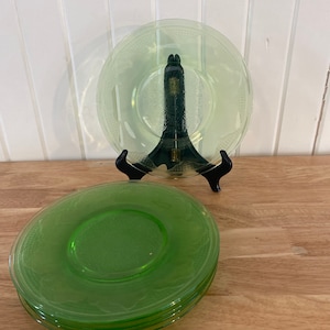 Green Uranium Depression glass salad plates