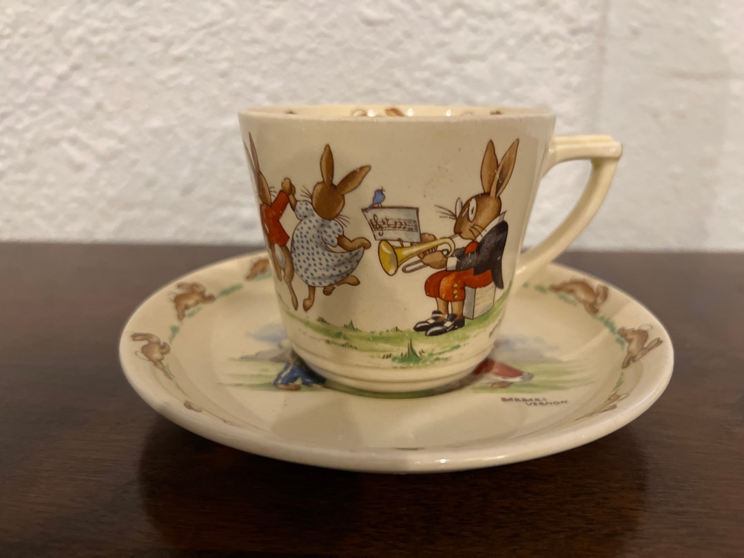 Bunnykins, Royal Doulton, Lambeth Walk and Cycling, Cup and