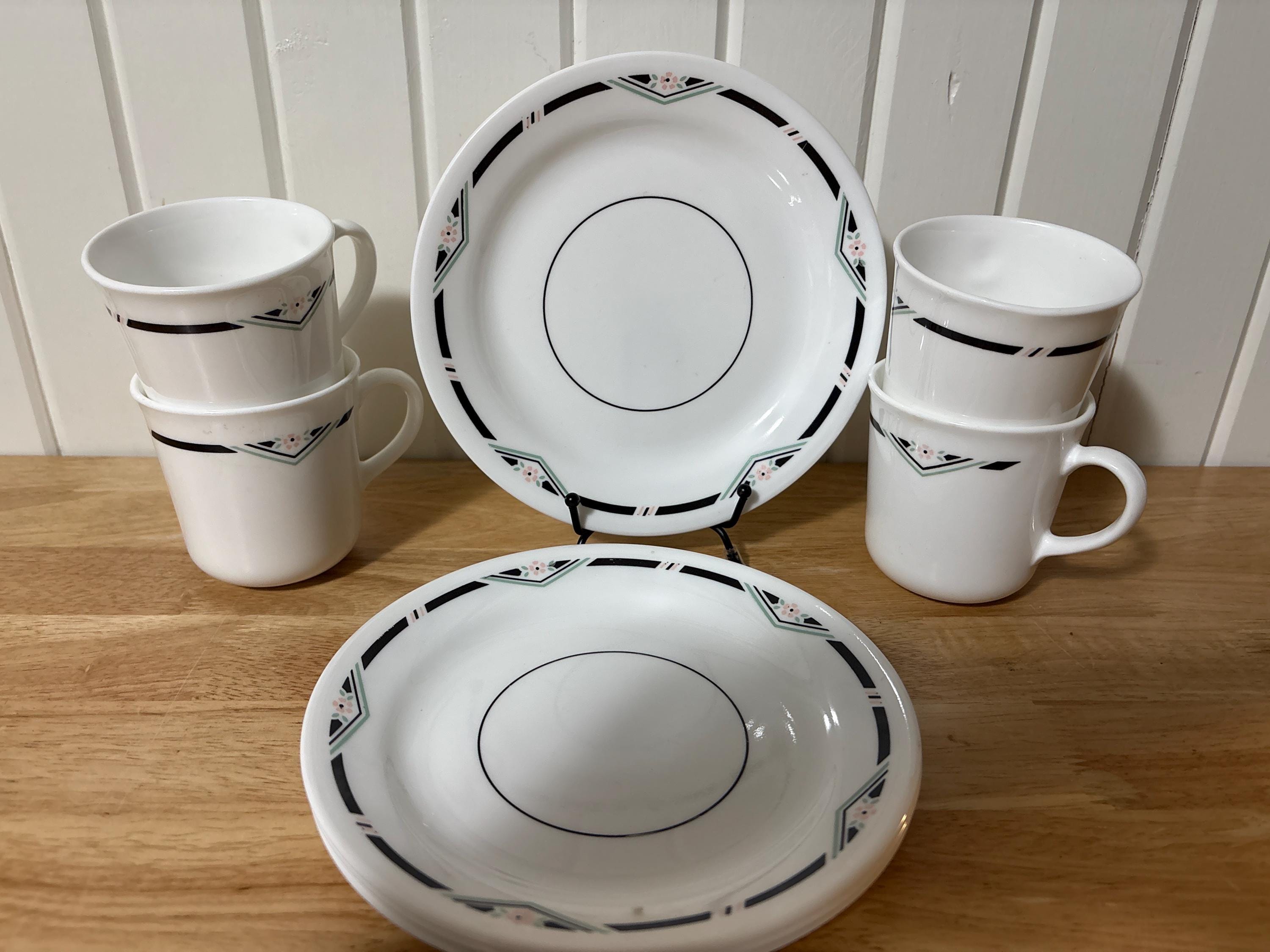 Corelle, Zenith, 4 Salad Plates and 4 Cups - Etsy