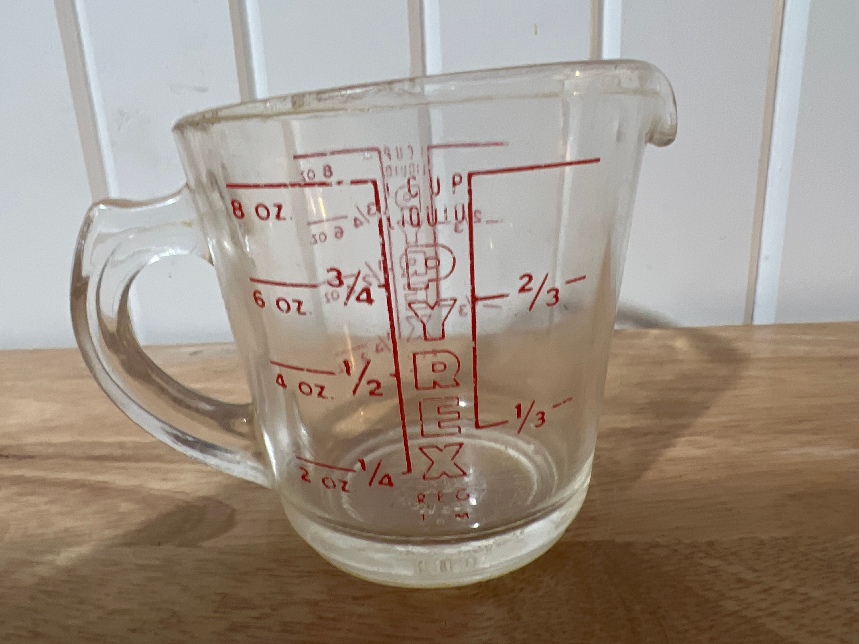 Vintage Red Pyrex 1 Cup Measuring Cup / Pyrex 508 1 Cup 8oz 250ml Open  Handle Red Lettering Measuring Cup / Pyrex Flameware Blue Tint 