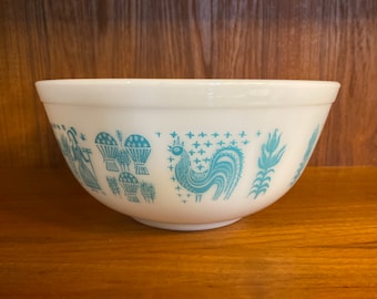 Pyrex, 403, Butterprint, Amish, mixing bowl, Turquoise/white