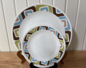 Corelle, carré, 2 assiettes plates, 4 assiettes à pain et beurre