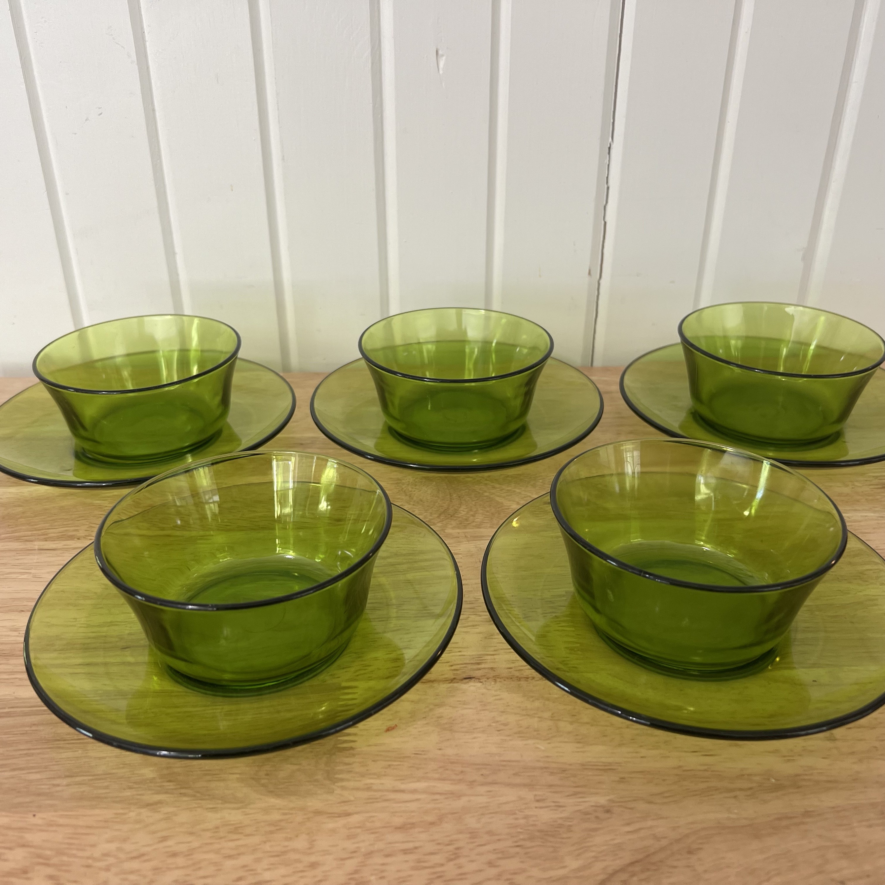 Duralex vidrio verde tazones y platillos juego de 5 Etsy Espana