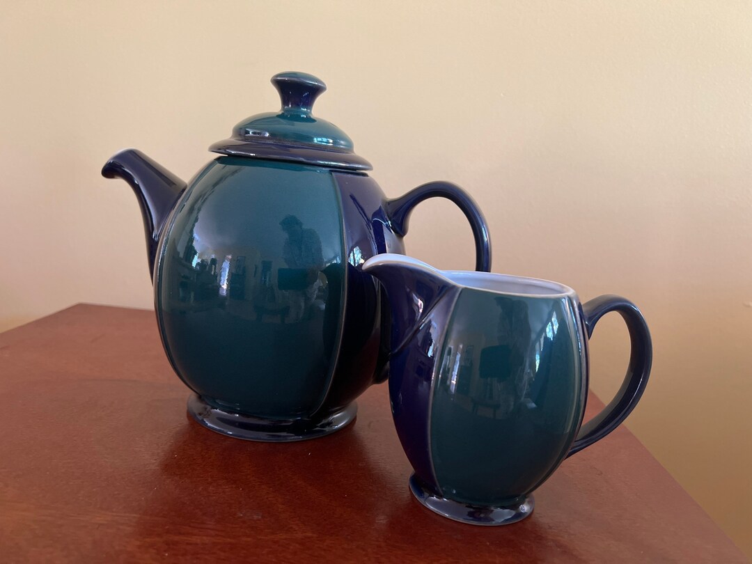 Denby Regatta Pattern 4 Cup Teapot and 8 Oz Pitcher Etsy