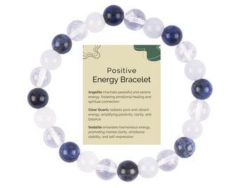 Positive Energy Manifestation Crystal Bracelet, Healing Bracelet, Handmade Beaded Stretch Bracelet, Energy Bracelet, Spiritual Gift