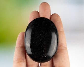 Black Obsidian Palm Stone Crystal - Natural Healing Stone for Anxiety Relief & Meditation- Polished Crystal Stone - Spiritual Gift