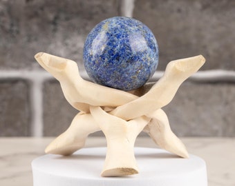 35mm-45mm Lapis Lazuli Sphere with Wooden Stand, Healing Crystal Sphere, Home Crystal Decor, Energy Crystal, Sphere Stand, Crystal Gifts
