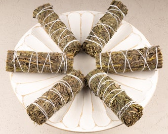 Black Sage Mugwort Smudge Stick 4", Energy Cleansing Smudging Sticks, Smoke Cleanse Smudging Wand, Home Protection, Purifying, & Blessing