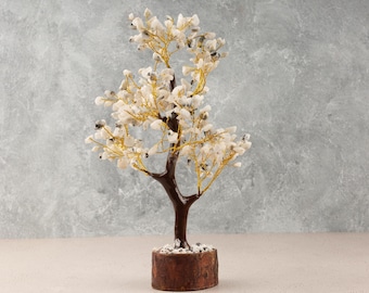 Rainbow Moonstone Crystal Tree of Life, Decorative Crystal Tree, Natural Healing Crystal Tree, Crystal Decor, Meditation & Housewarming gift