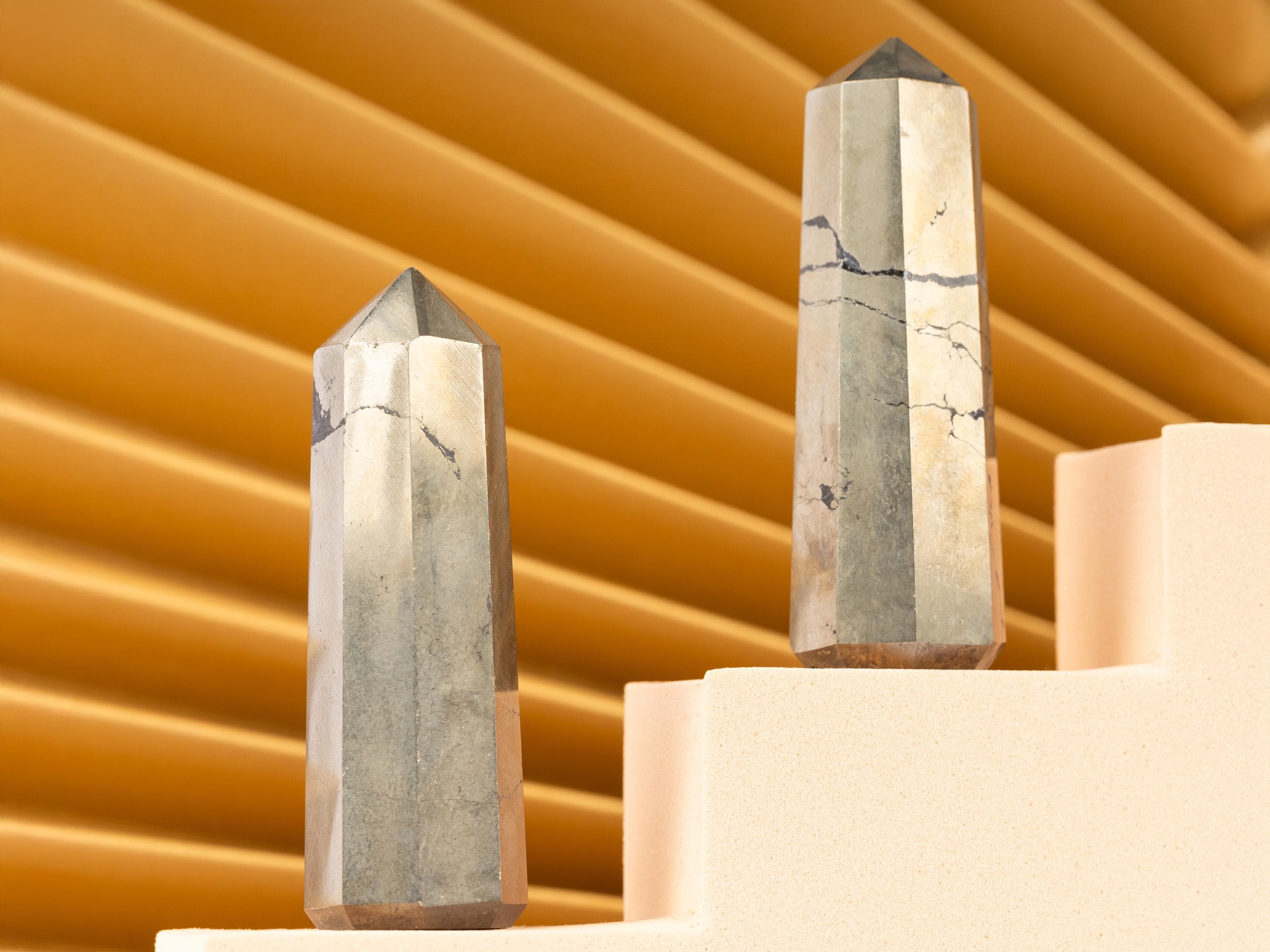 Pyrite Obelisk Point Crystal Tower 2.25-3", Natural Healing Crystals and Stones, Meditation Accessories, Reiki, Spiritual Gifts & Decor