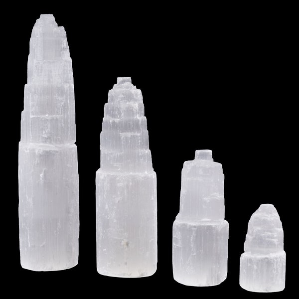 Selenite Towers, Mini Selenite Tower, Selenite, Charging Selenite, Charging Stone, Dream Stone, Crown Chakra, Meditation, 2.5", 4", 6" or 8"