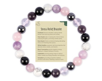 Stress Relief Manifestation Crystal Bracelet, Healing Bracelet, Handmade Beaded Bracelet, Stretch Bracelet, Energy Bracelet, Spiritual Gift