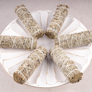 Blue Sage Smudge Stick, 4” Blue Sage Bundle for Cleansing, Energy Healing, Meditation, Clearing Negative Energy, Includes Smudging Guide