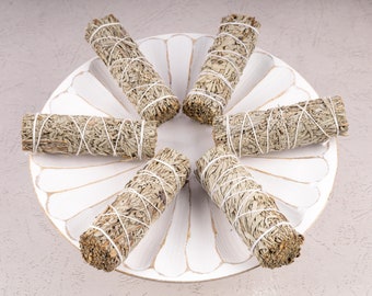 Blue Sage Smudge Stick, 4” Blue Sage Bundle for Cleansing, Energy Healing, Meditation, Clearing Negative Energy, Includes Smudging Guide