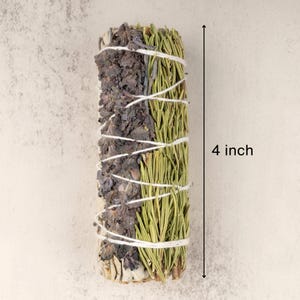 White Sage Lavender and Rosemary Smudge Stick 4", Energy Cleansing Smudging Sticks, Smoke Cleanse Smudging Wand, Home Protection, Purifying image 4