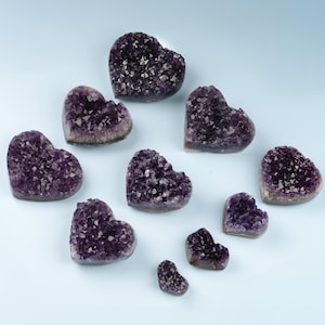Natural Amethyst Heart Cluster Healing Crystals, AAA Quality Raw Amethyst Cluster, Purple Amethyst Geode, Spiritual Decor & Meditation Gifts