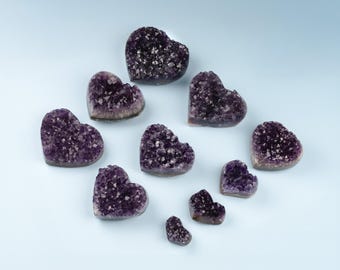 Natural Amethyst Heart Cluster Healing Crystals, AAA Quality Raw Amethyst Cluster, Purple Amethyst Geode, Spiritual Decor & Meditation Gifts